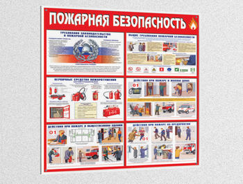 Стенд пожарная безопасность (pb01, пластик 4мм, белый багет) - Охрана труда на строительных площадках - Стенды для строительства - vektorb.ru